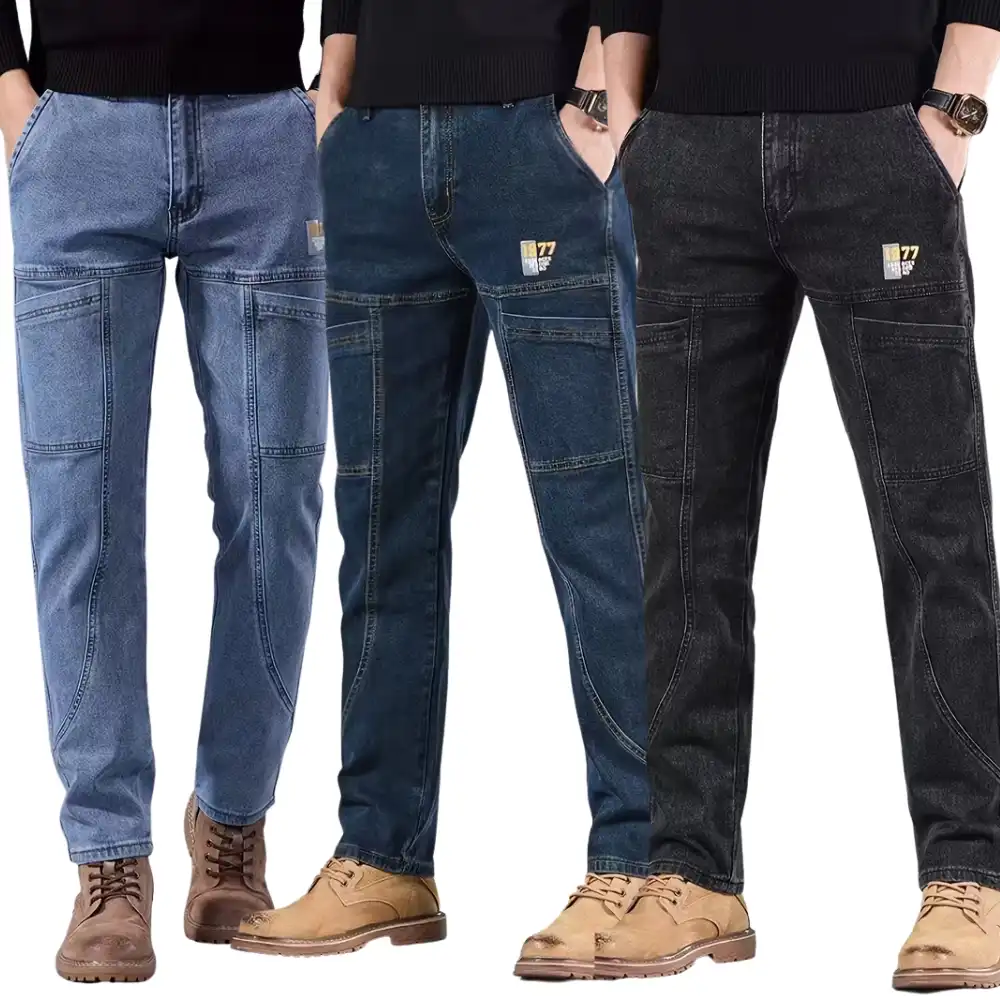 ZK Denim Premium Combo Pack (3PCS) – Light Blue, Blue & Black Six Pocket Jeans for Men